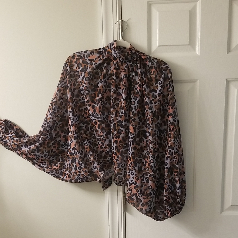 Leopard Print Chiffon Blouse